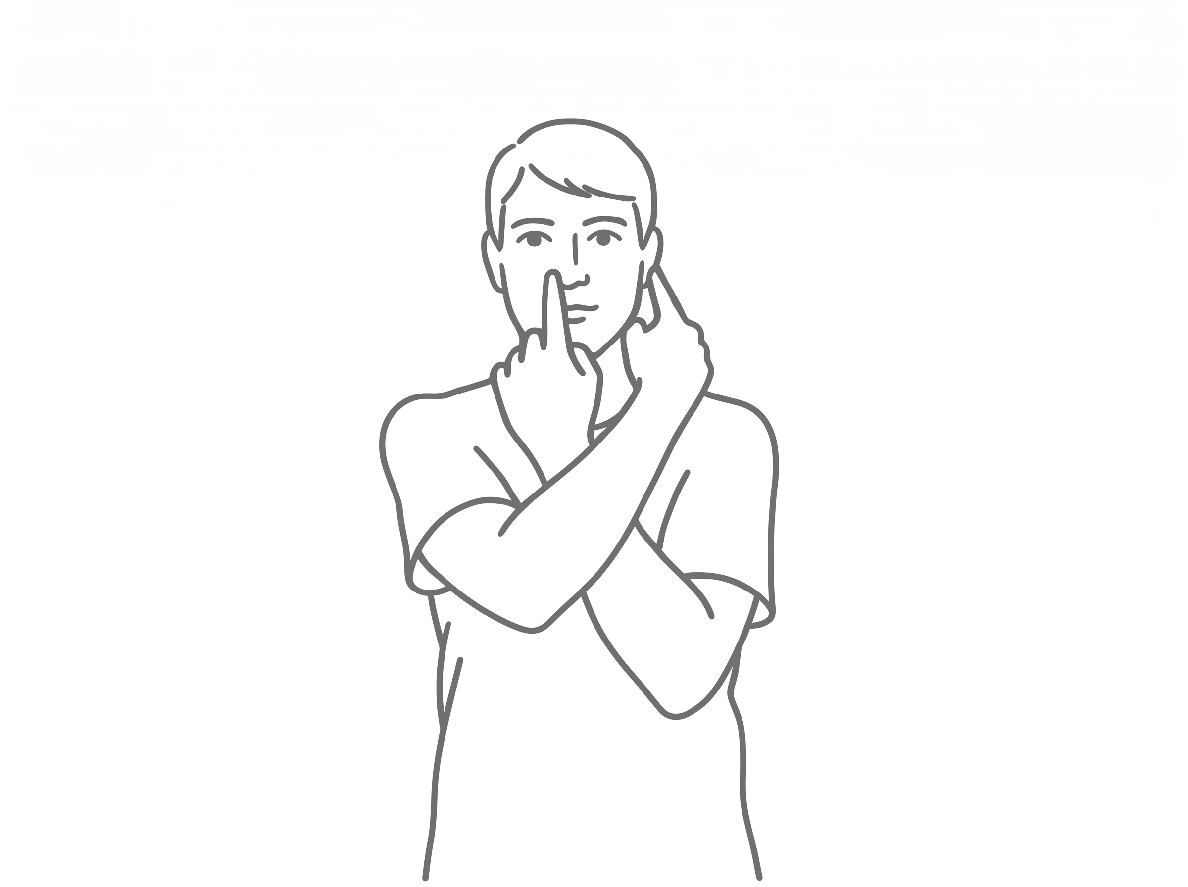 A model demonstrating the ear–nose coordination exercise.